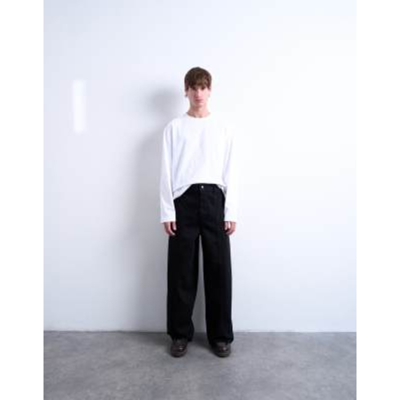 Topman wide leg jeans in black