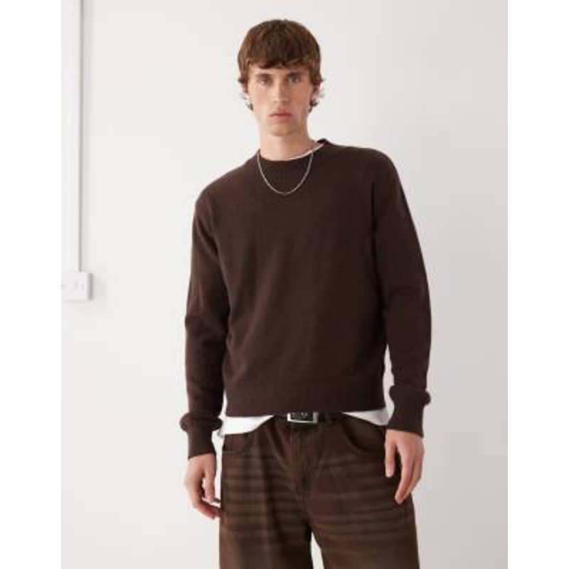 Weekday premium wool blend sweater in brown