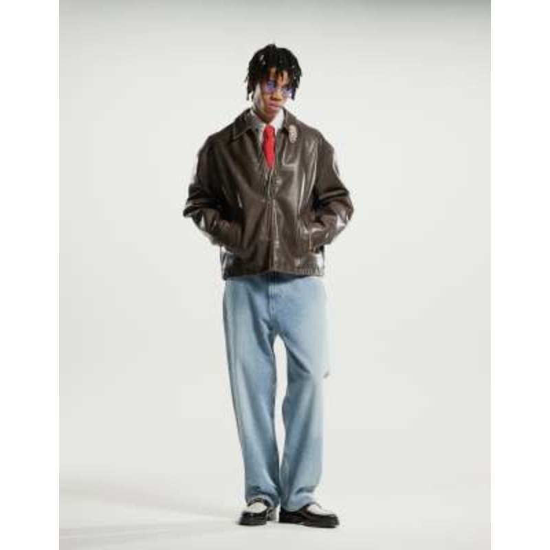 Weekday Space relaxed fit straight leg jeans in faded blue wash