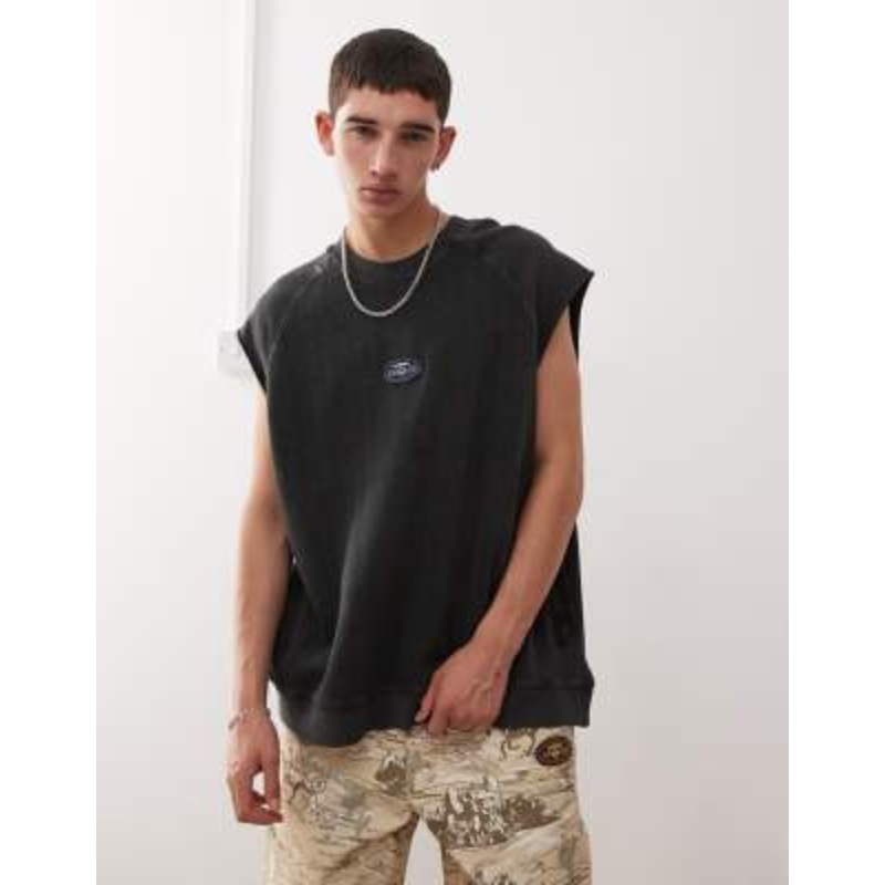 Aape by A Bathing Ape boxy fit knit sleeveless sweatshirt in washed black
