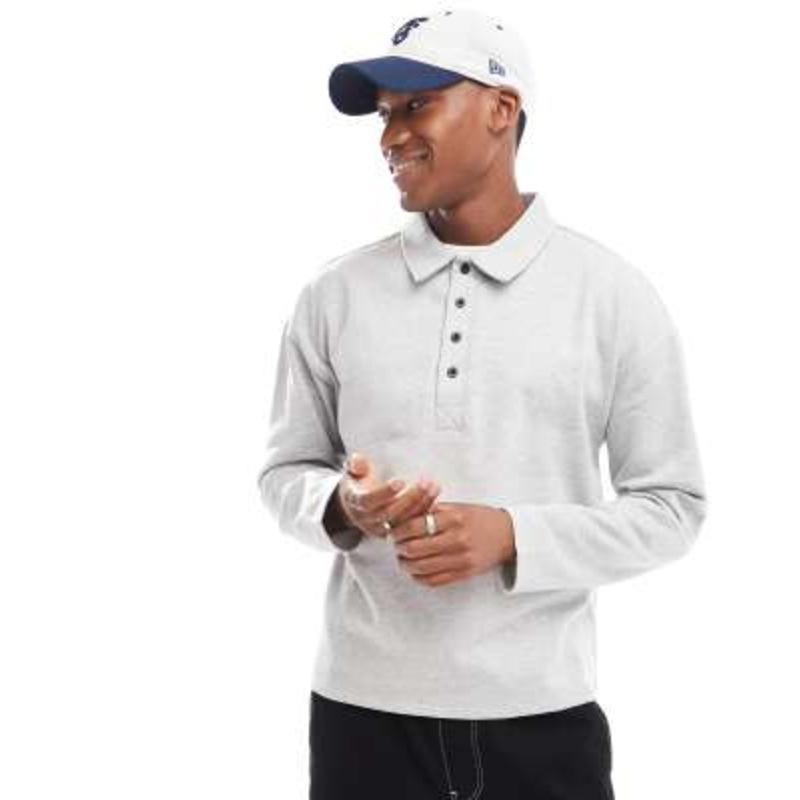 Another Influence half button rugby sweat in gray