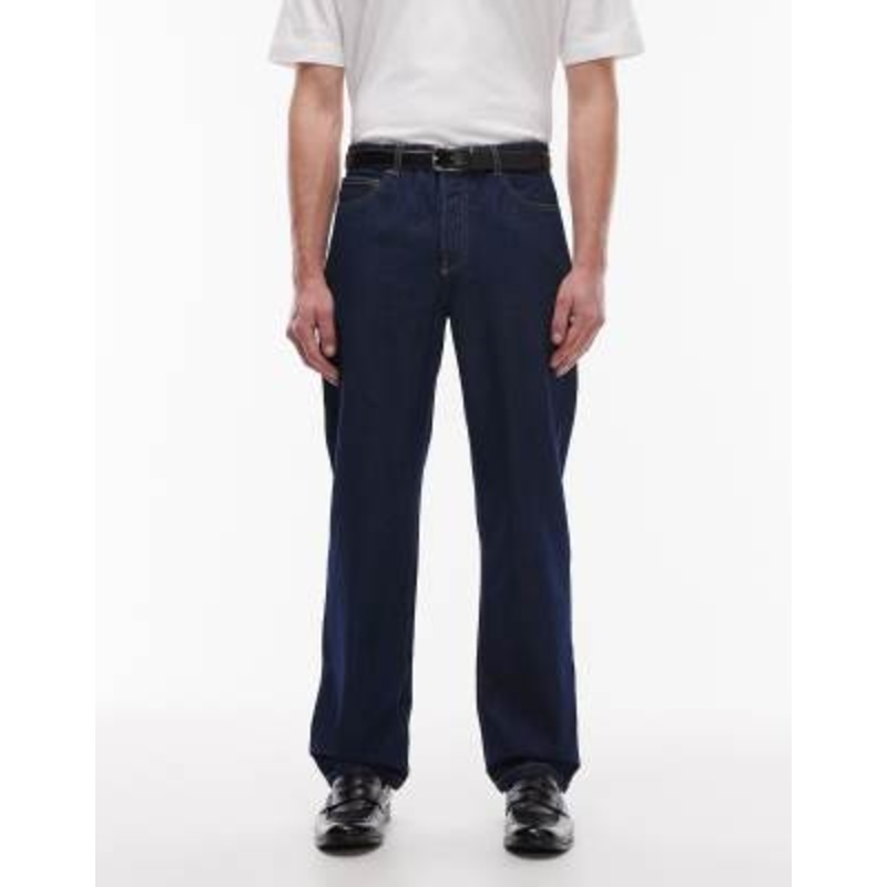 Topman straight jeans in raw blue