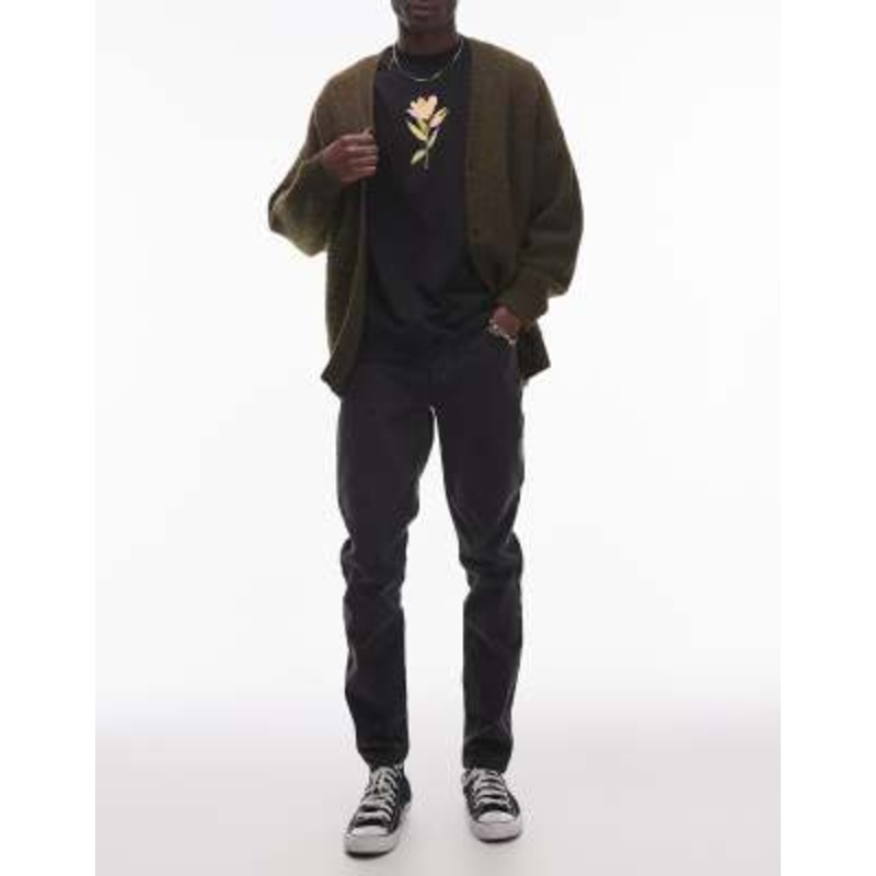 Topman stretch skinny jeans in washed black