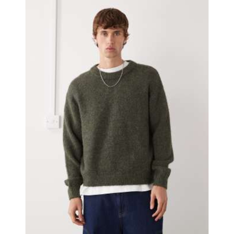 Weekday wool blend sweater in heathered dark green