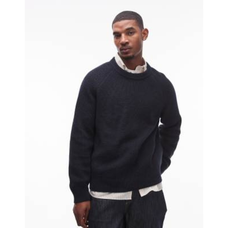 ARKET linen blend knitted sweater in navy blue