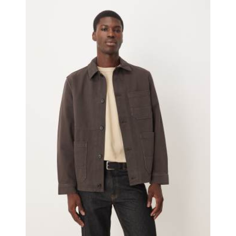 ARKET overdyed twill shacket in brown