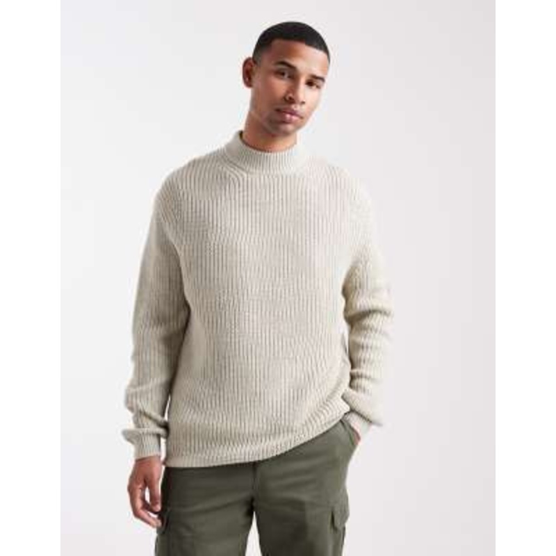 Brave Soul rib knit crew neck sweater in sage green