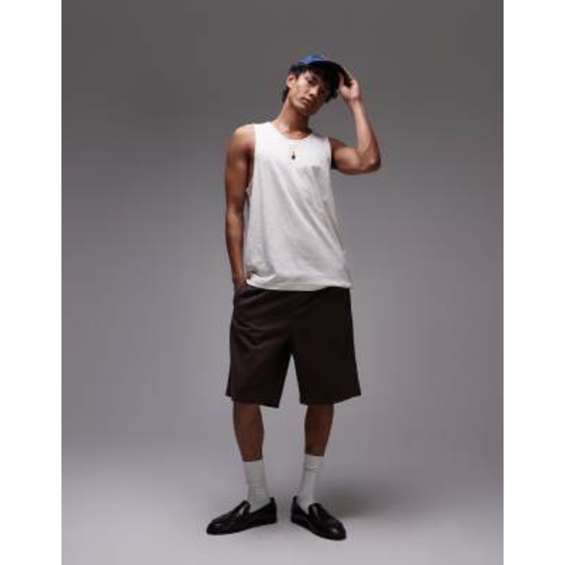 Topman slub linen blend tank in ecru