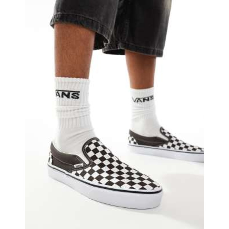 Vans Classic Slip-On checkerboard sneakers in dark brown