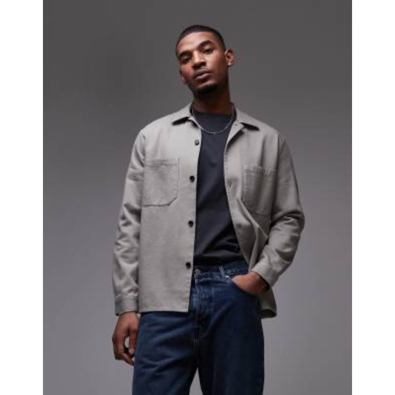 ARKET shirt with retro collar in gray