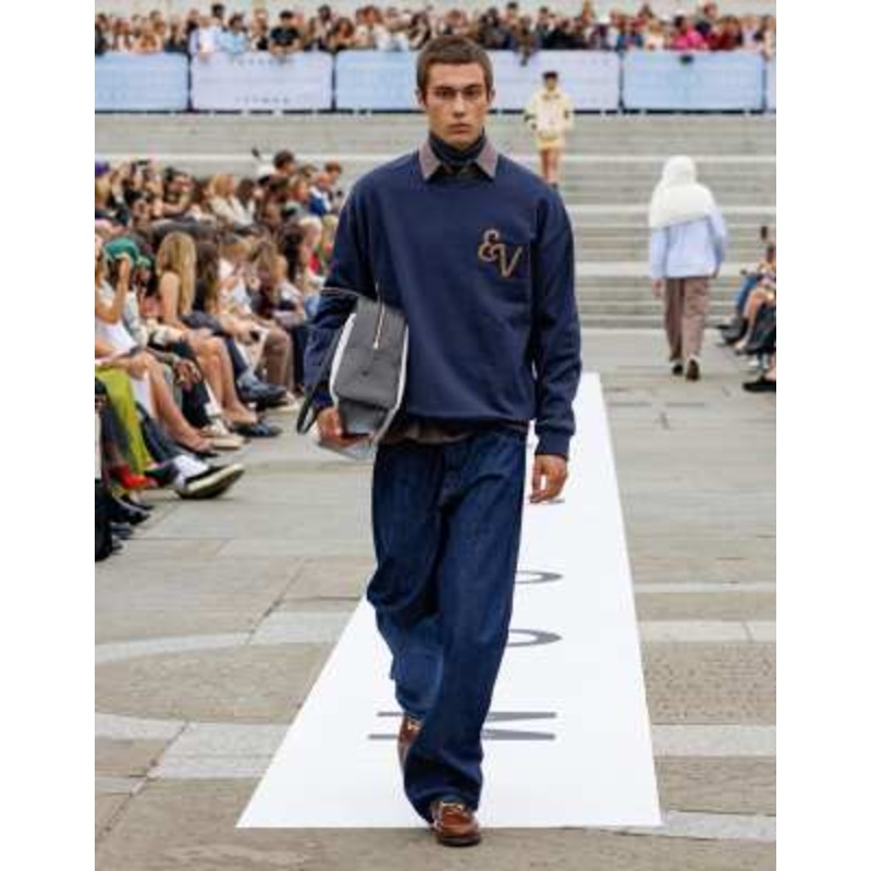 Topman oversized fit sweatshirt with East Village embroidery in navy