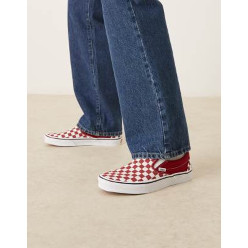 Vans Classic slip on checkerboard sneakers in red