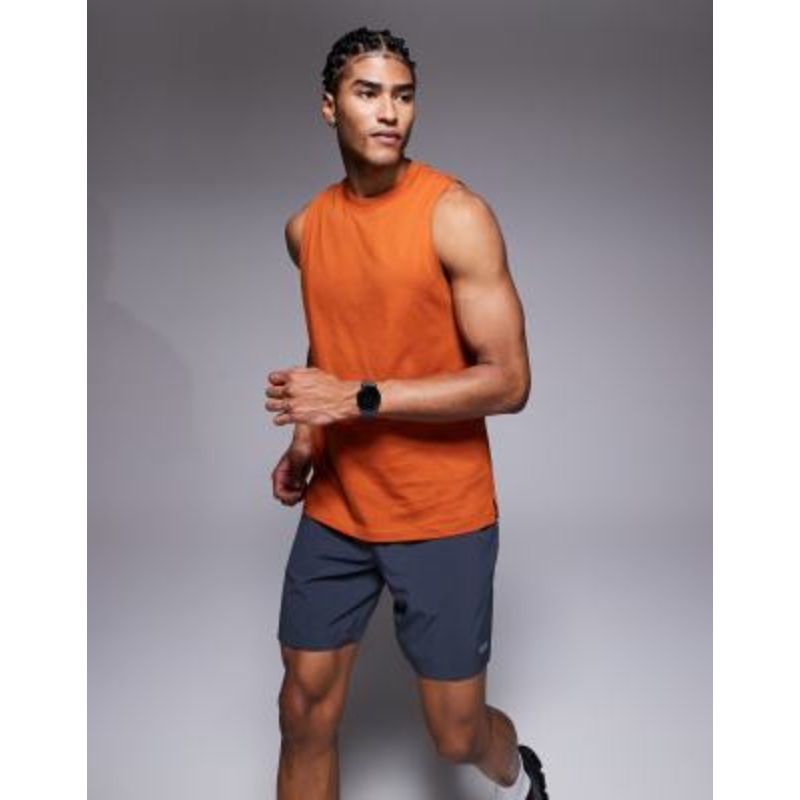 4505 Icon drop armhole cotton training tank top with quick dry finish in terracotta