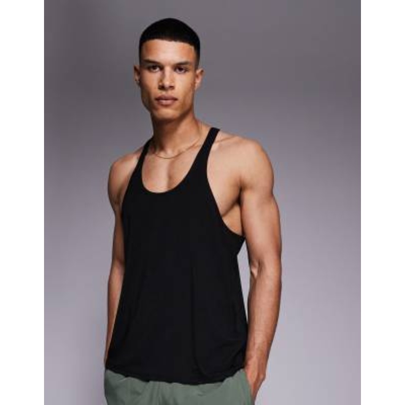4505 Icon performance jersey quick dry stringer tank top in black