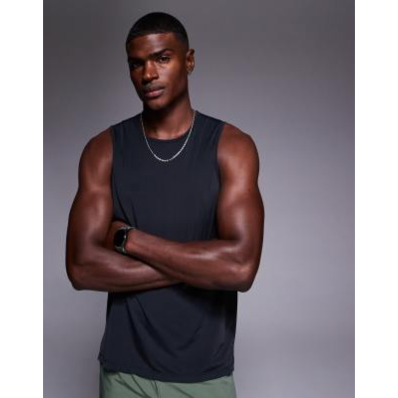 4505 nylon performance mesh quick dry running tank top in black