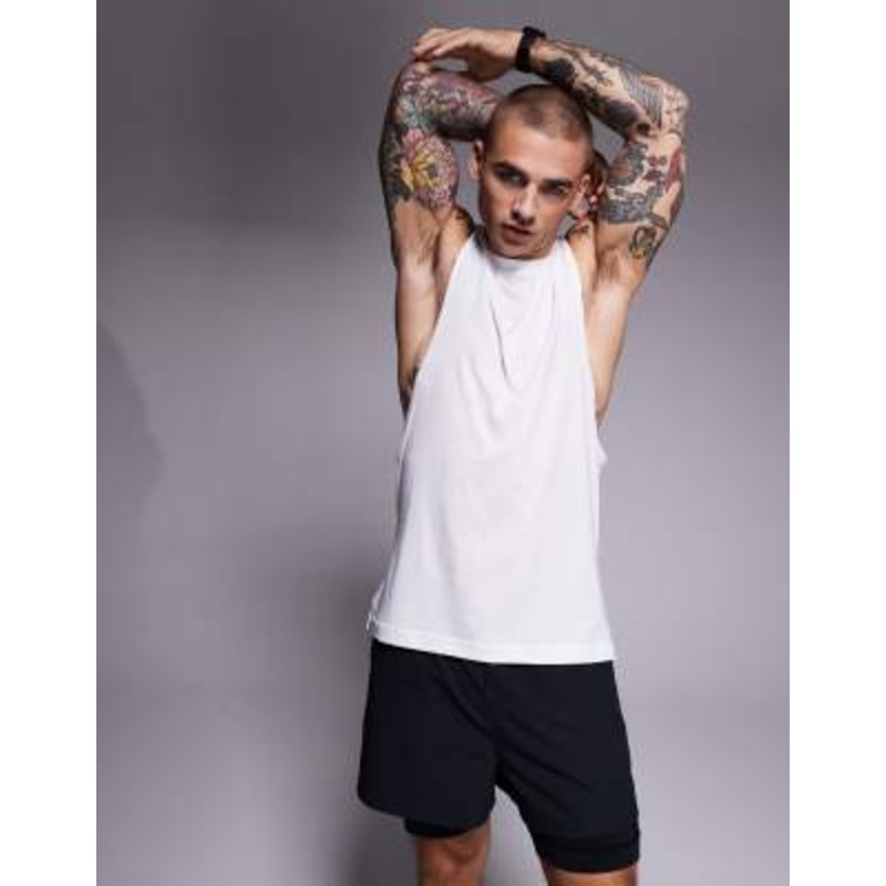 4505 Yoga lightweight quick dry performance drop armhole tank top in white