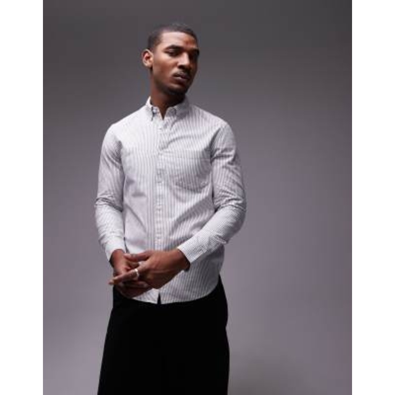 ARKET oxford shirt in gray pinstripe