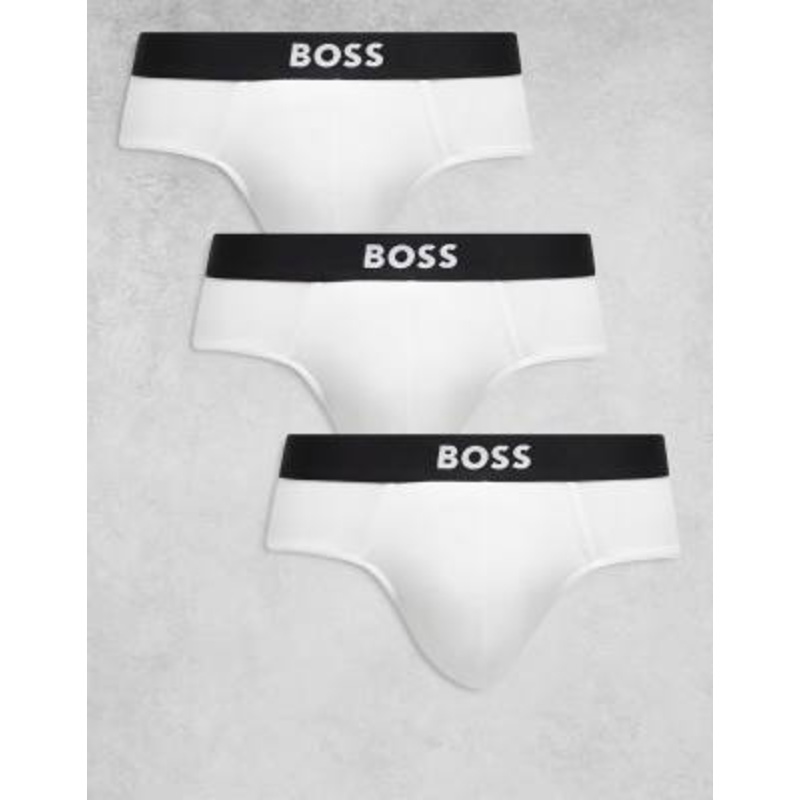 BOSS One Bodywear 3-pack front icon logo hipster briefs in white