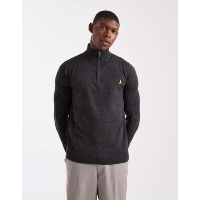 Brave Soul 1/4 zip knit sweater in charcoal gray