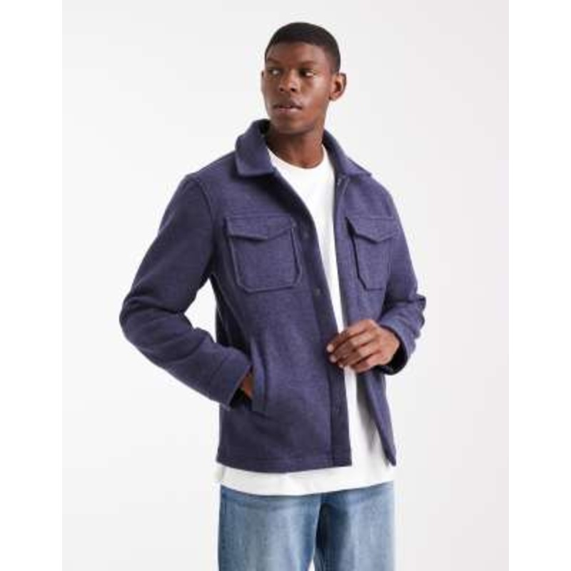 Brave Soul button up shacket in navy