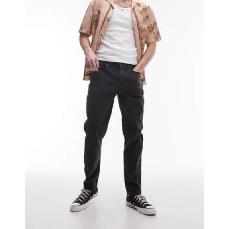 Topman taper jeans in washed black