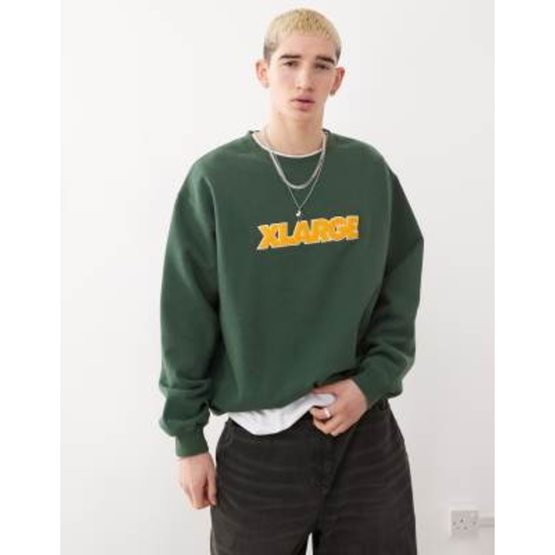XLARGE sweatshirt with contrast textured logo in green