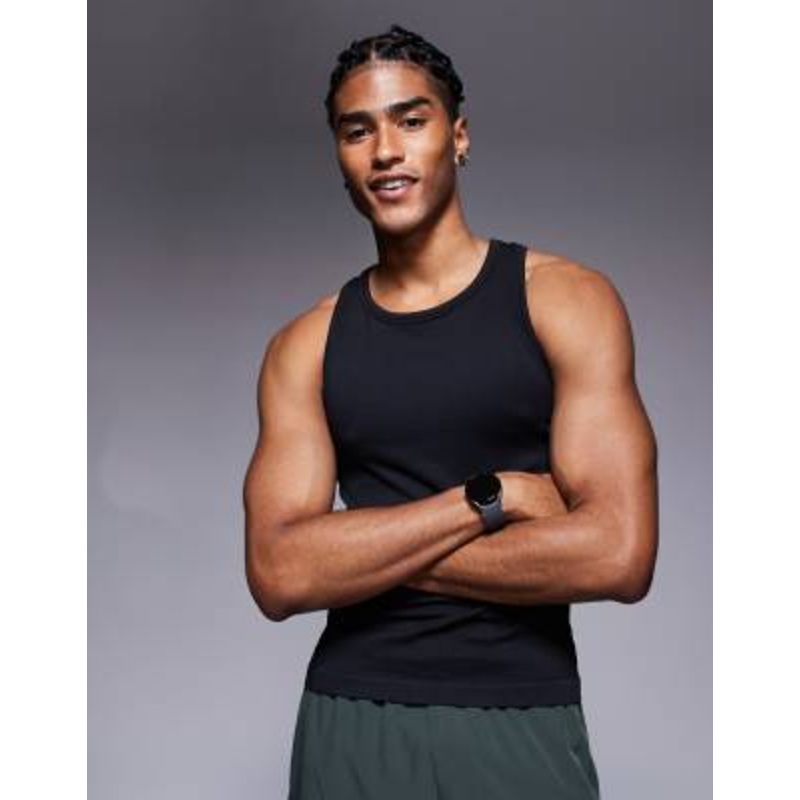 4505 Icon seamless ribbed slim fit tank top in black