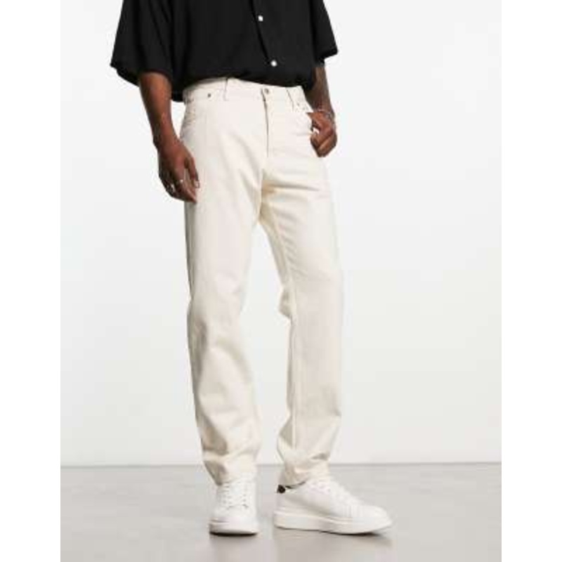 Weekday Barrel relaxed fit tapered leg jeans in ecru