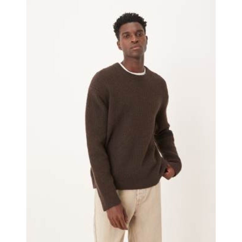 ARKET wide rib knit sweater in brown