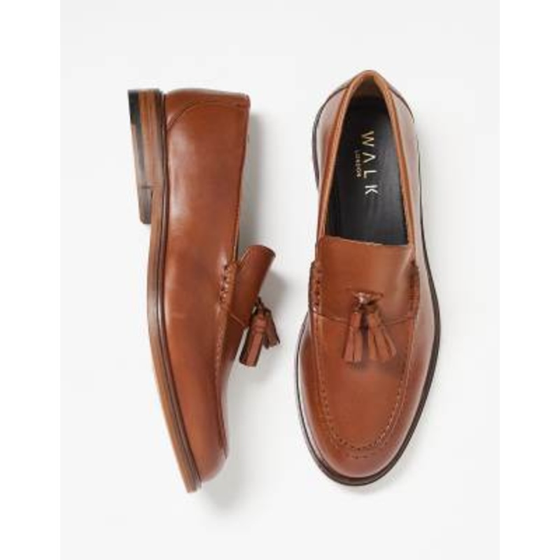 Walk London Putney tassel loafers in tan leather