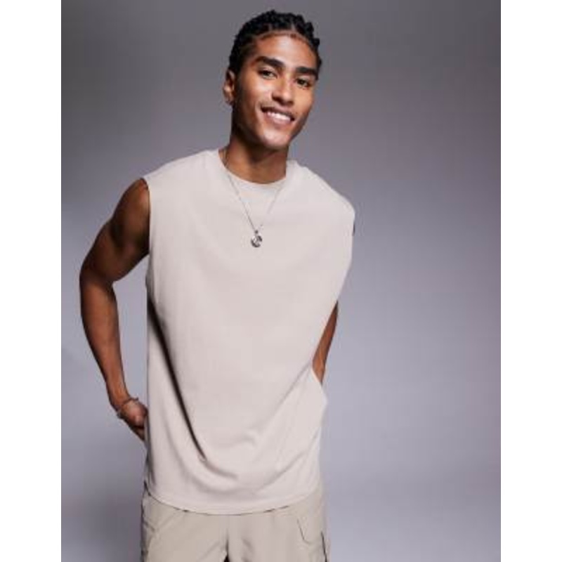 4505 Icon cotton oversized pump training tank with quick dry finish in washed stone