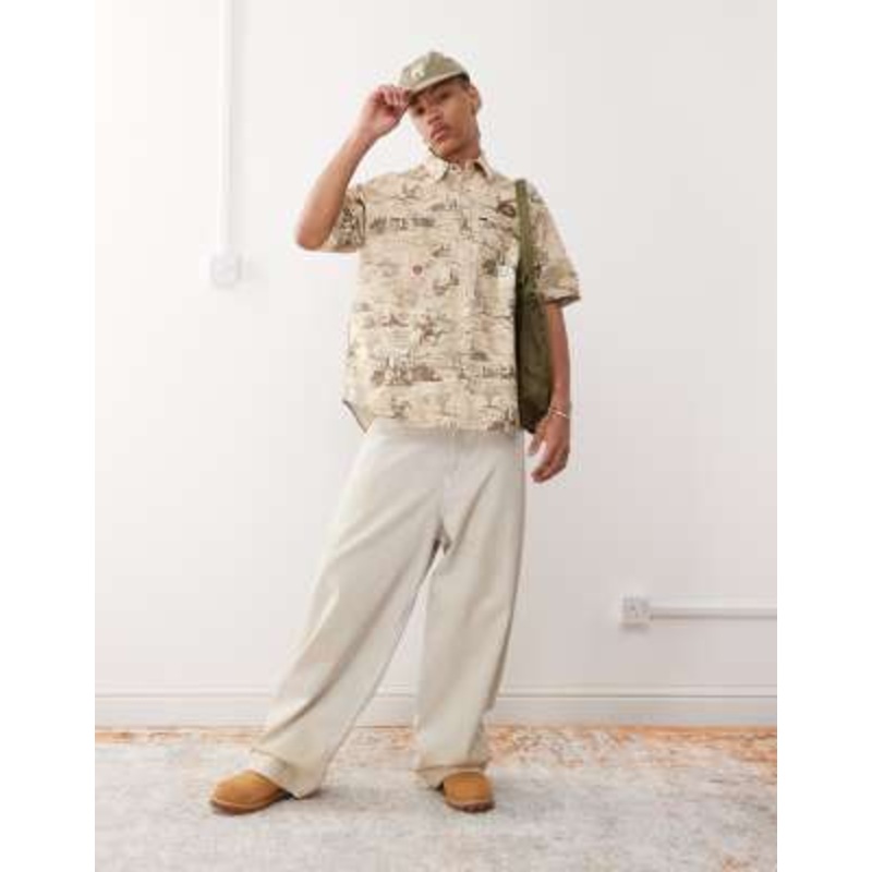 Aape by A Bathing Ape workwear shirt with all over rodeo print in beige – part of a set