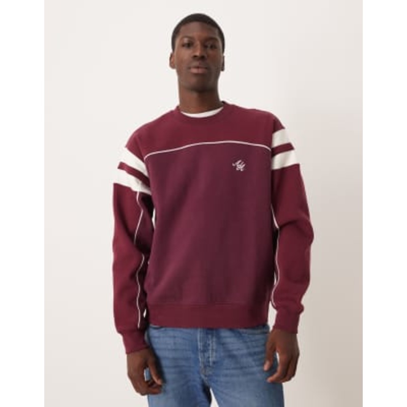 Alma De Ace brooklyn color block sweatshirt in burgundy