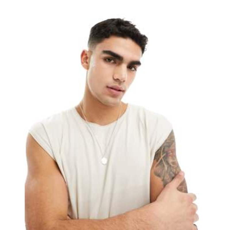 Brave Soul raw edge tank in light stone