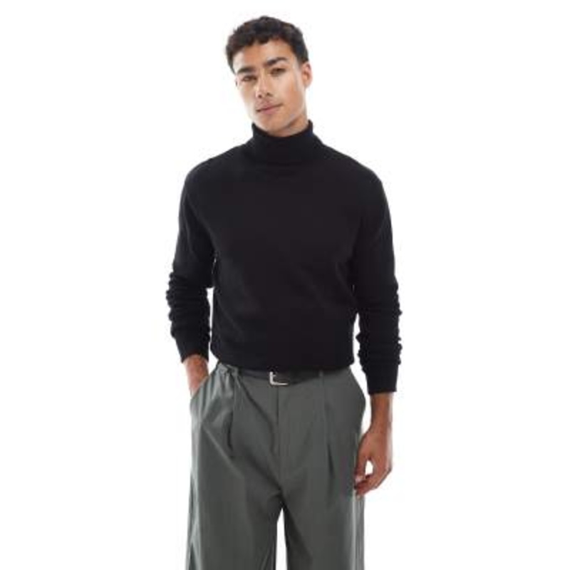 Brave Soul roll neck sweater in black