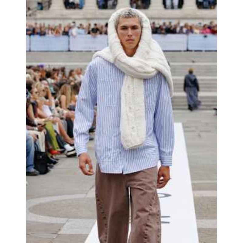 Topman rigid barrel jeans in brown