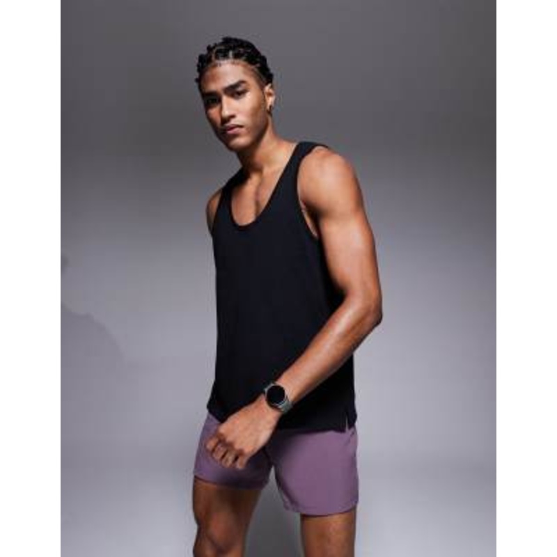 4505 Running cotton tank top with quick dry finish in black