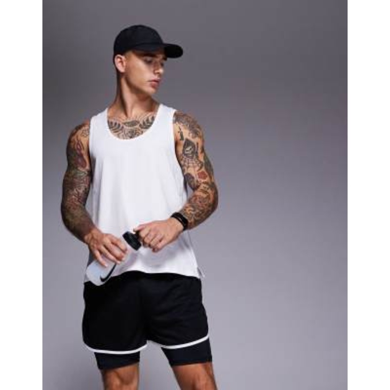 4505 Running cotton tank top with quick dry finish in white