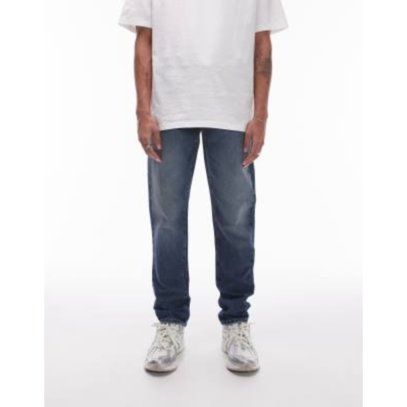 Topman taper jeans in dark wash