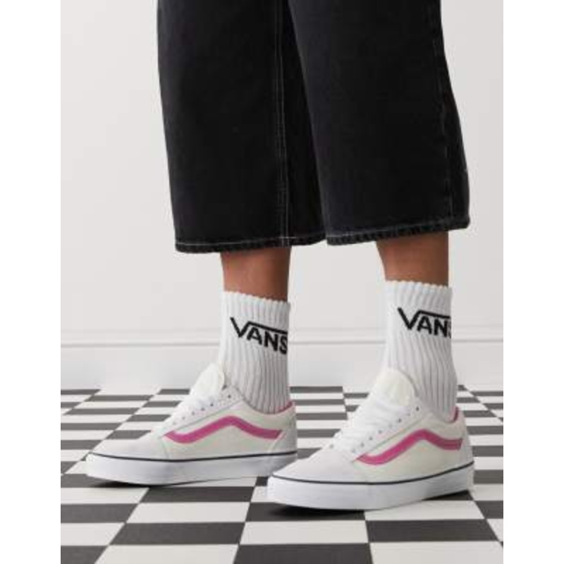 Vans Old Skool sneakers in white with pink detail