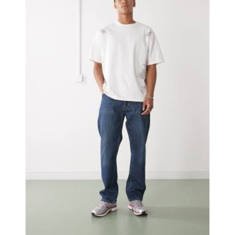 Weekday Space relaxed fit straight leg jeans in dark blue