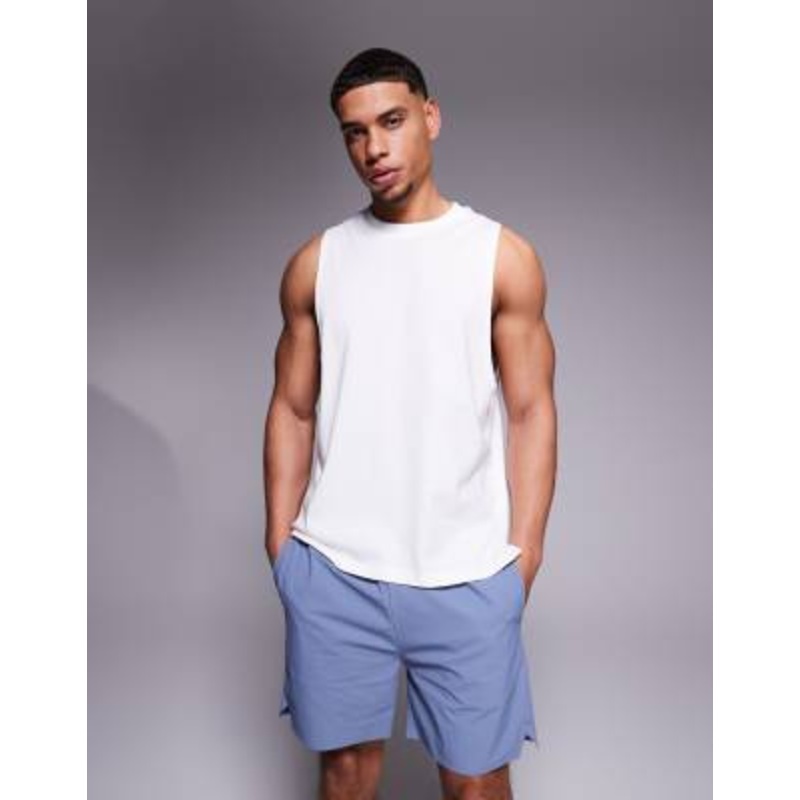 4505 Icon cotton dropped armholes training tank top with quick dry finish in white