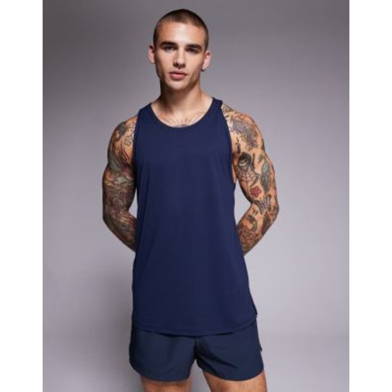 4505 Icon quick dry mesh training tank top with racer back in deep navy