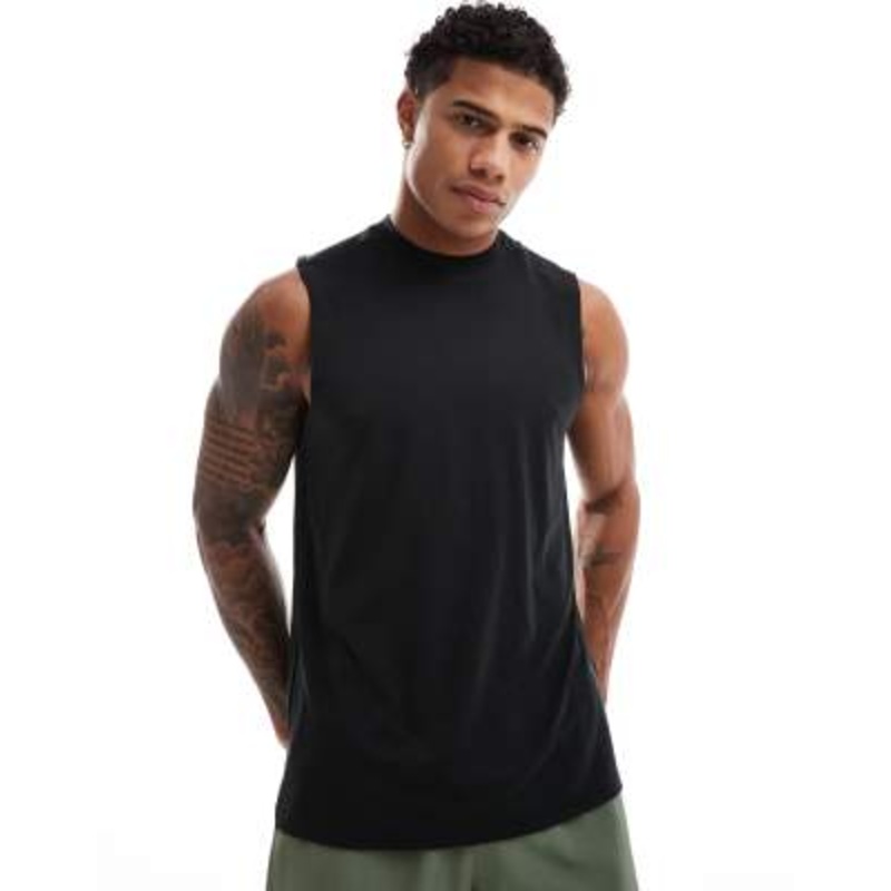4505 quick dry performance jersey training tank top in black