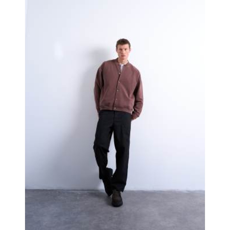 Topman oversized fit bomber in washed brown