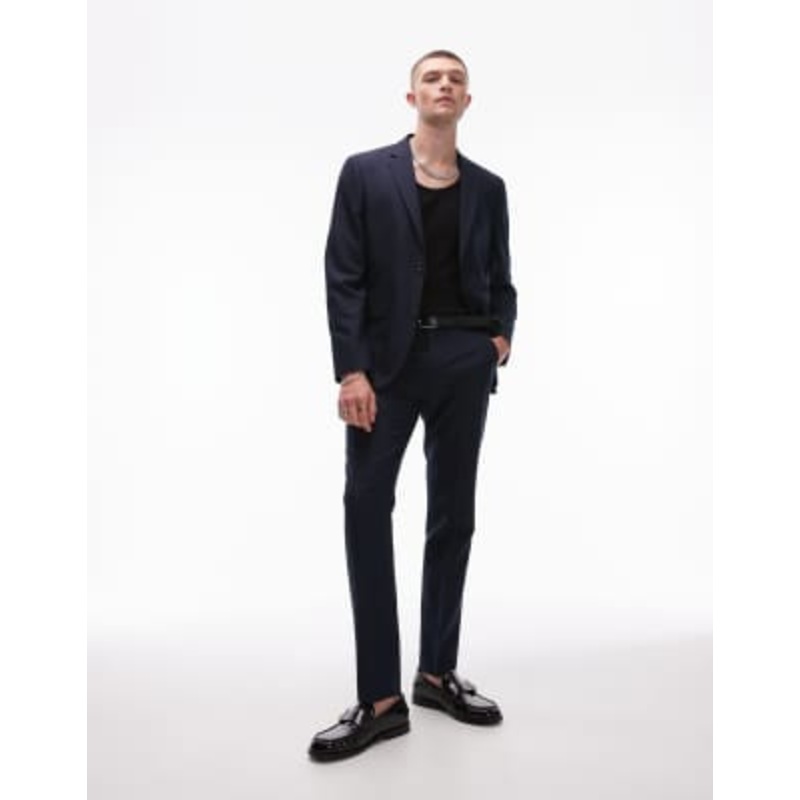 Topman skinny suit trousers in navy