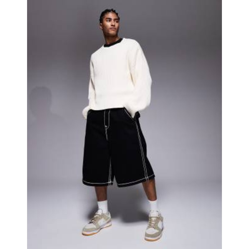 True Religion mikey super wide T jorts in dark indigo