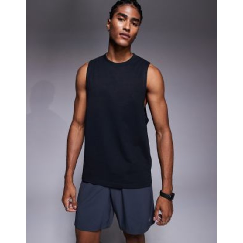 4505 Icon cotton drop armhole training tank with quick dry finish in black