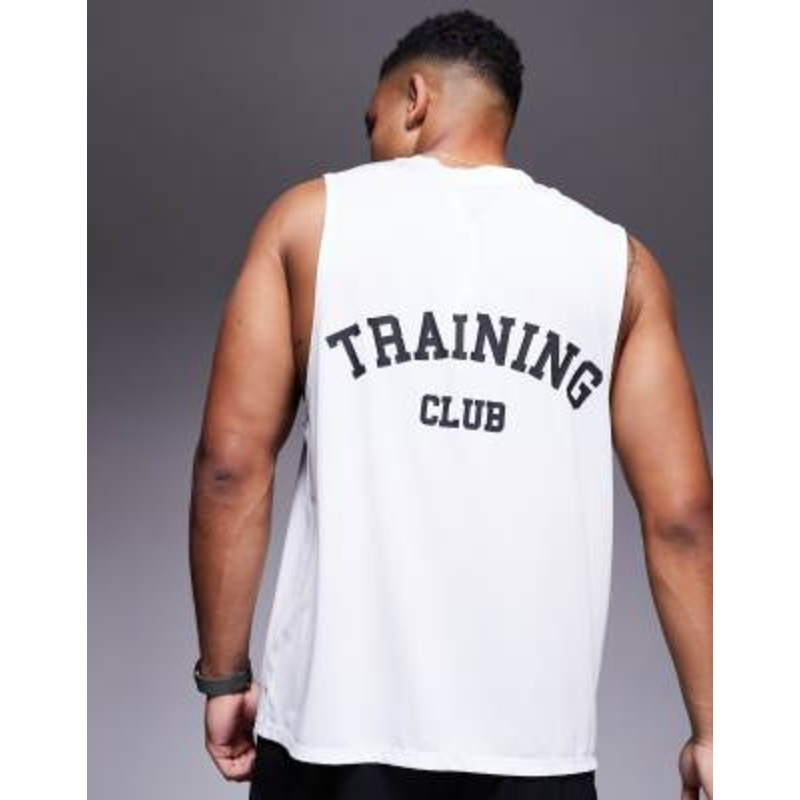 4505 Training Club back print mesh tank top in white