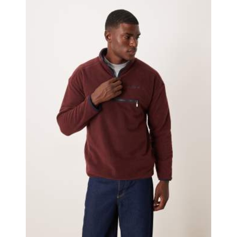 Alma De Ace felio half zip pullover fleece in burgundy
